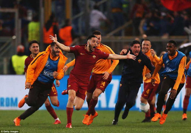 AS Roma thẳng tiến vào bán kết Champions League. (Nguồn: Getty Images) AS Roma tạo địa chấn khi đá bay Barcelona khỏi Champions League ảnh 1