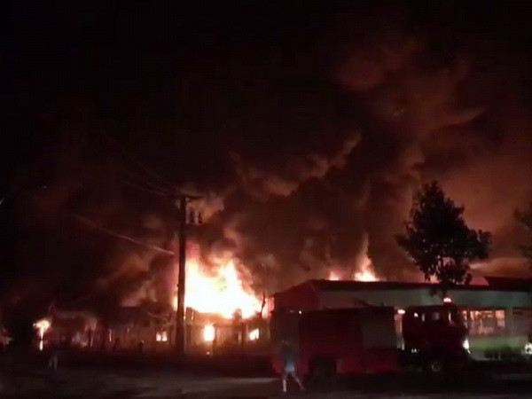 Bình Định: Xảy ra cháy lớn, thiêu rụi toàn bộ kho bột mì ảnh 1