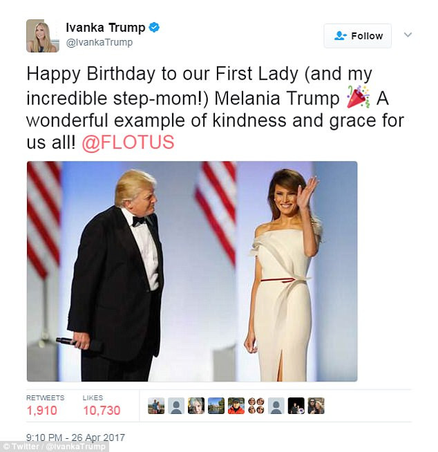 Ivanka Trump gọi bà Melanie Trump là "mẹ kế phi thường của tôi" ảnh 2