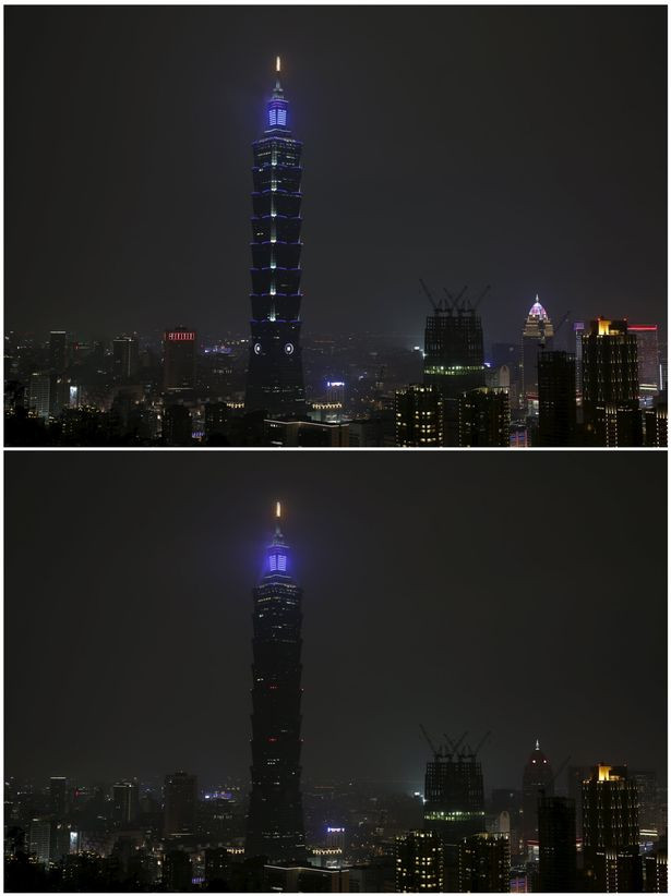 Dark Tower: Chân trời Đài Bắc với tháp Taipei 101 trước (ảnh trên) và trong Giờ Trái Đất, Các địa danh trên thế giới cùng tắt đèn hưởng ứng giờ Trái Đất ảnh 8