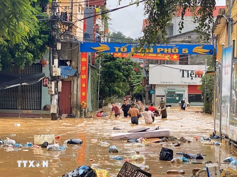 Trận lũ lụt lịch sử hồi tháng 10/2025 đã để lại hậu quả nặng nề cho các đô thị miền núi của tỉnh Cao Bằng. (Ảnh: Quốc Đạt/TTXVN)
