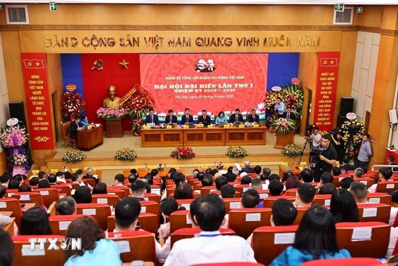 Đại hội Đảng bộ Tổng Liên đoàn Lao động Việt Nam nhiệm kỳ 2025 - 2030. (Ảnh: Minh Đức/TTXVN)