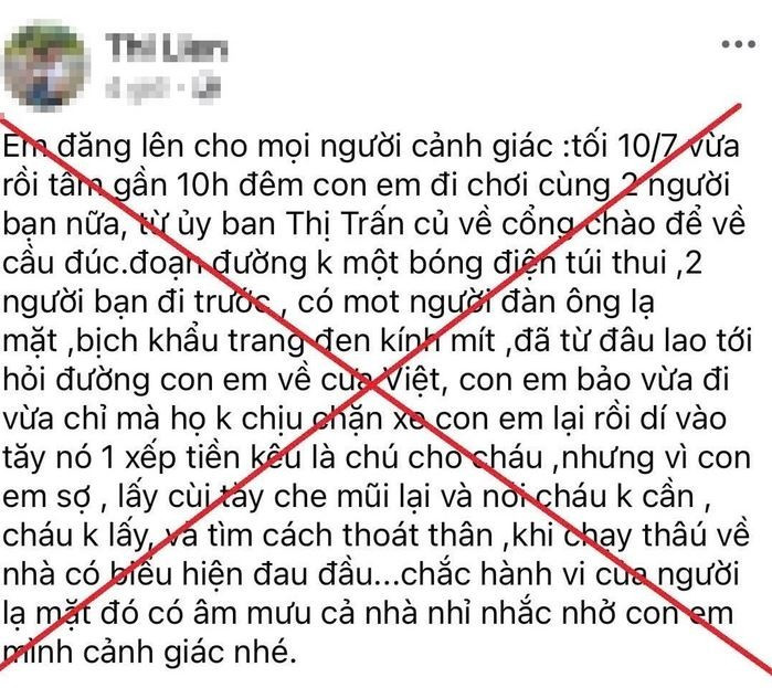 Bài đăng trên Facebook của tài khoản Thi Lien. (Ảnh: Công an xã Cửa Tùng)