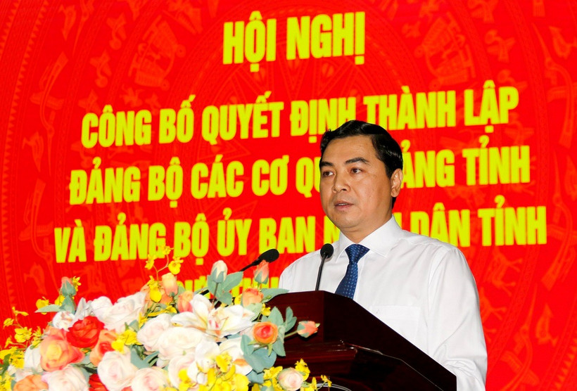 Đồng chí Nguyễn Hoài Anh, Bí thư Tỉnh ủy Bình Thuận phát biểu tại Hội nghị. (Ảnh: Nguyễn Thanh/TTXVN)