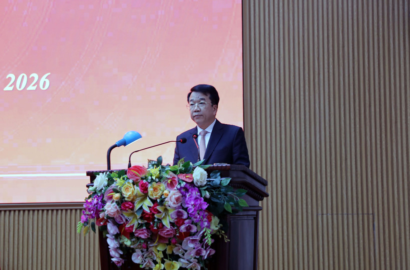 Chủ tịch UBND tỉnh Ninh Bình Nguyễn Thanh Bình phát biểu nhận nhiệm vụ. (Ảnh: Đại Nghĩa/TTXVN)