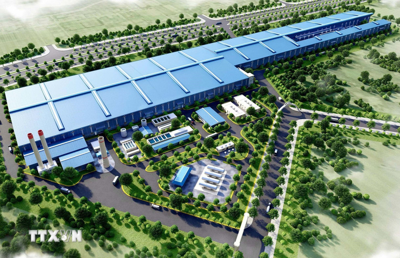 Phối cảnh dự án ray đường sắt và thép đặc biệt Hòa Phát Dung Quất 10.000 tỷ đồng xã Vạn Tường, tỉnh Quảng Ngãi. (Ảnh: TTXVN phát)