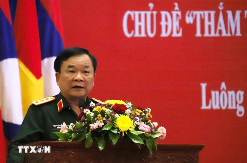 Thượng tướng Hoàng Xuân Chiến, Ủy viên Trung ương Đảng, Ủy viên Thường vụ Quân ủy Trung ương, Thứ trưởng Bộ Quốc phòng phát biểu. (Ảnh: Xuân Tú/TTXVN)