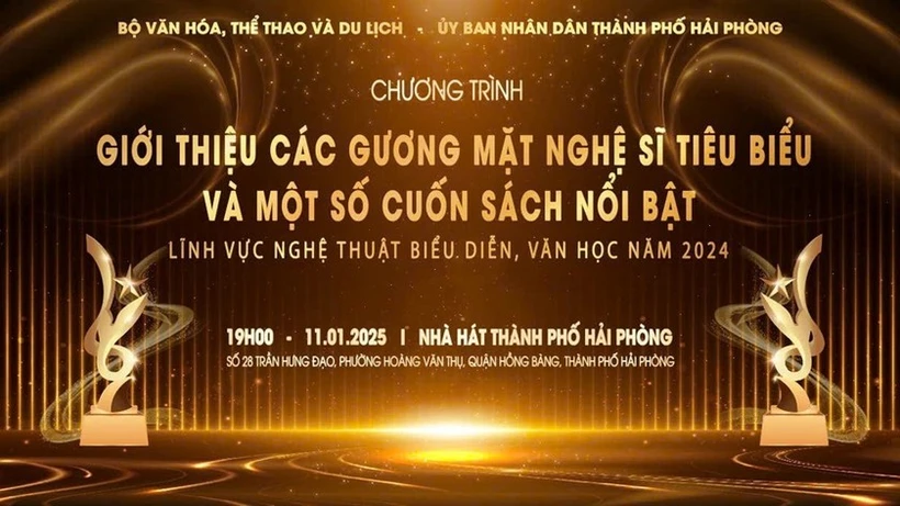 Chương trình giới thiệu các gương mặt nghệ sĩ tiêu biểu và một số cuốn sách nổi bật lĩnh vực nghệ thuật biểu diễn, văn học năm 2024 được tổ chức tại Hải Phòng vào tối 11.1 