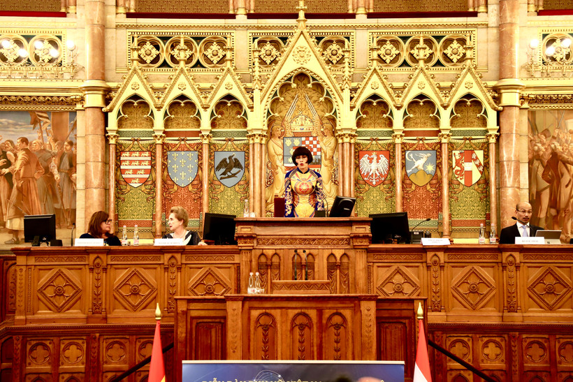 Tiến sỹ Phan Bích Thiện phát biểu tại Diễn đàn "Đình vị giá trị Việt ở nước ngoài trong kỷ nguyên số" . (Ảnh: Phương Hoa/TTXVN)