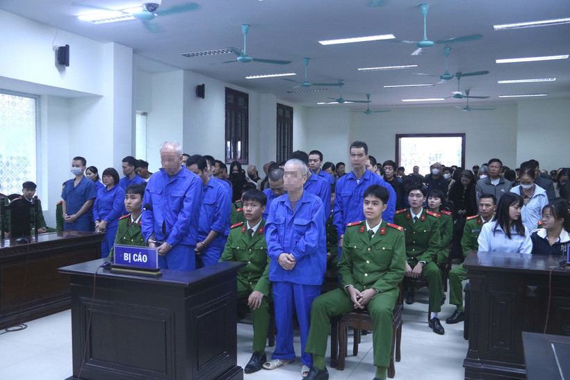 Các bị cáo tại phiên tòa. (Ảnh: Thu Hoài/TTXVN)
