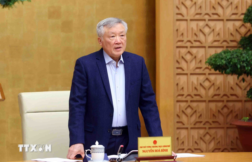 Phó Thủ tướng Thường trực Nguyễn Hòa Bình phát biểu. (Ảnh: Phạm Kiên/TTXVN)