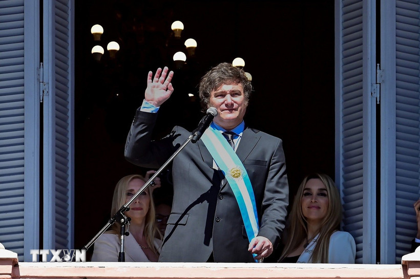 Tổng thống Argentina Javier Milei phát biểu tại Buenos Aires, Argentina. (Ảnh: THX/TTXVN)