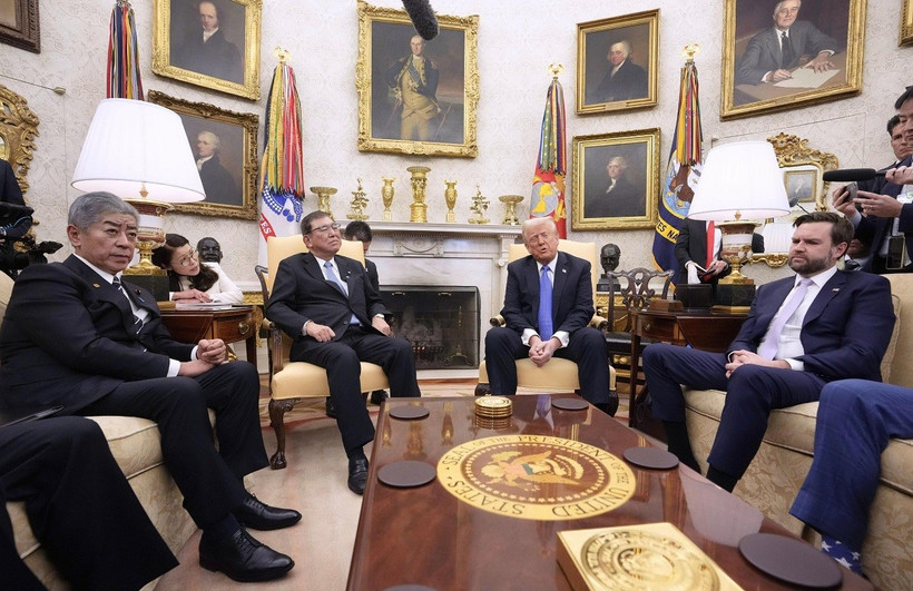 Thủ tướng Nhật Bản Shigeru Ishiba với Tổng thống Mỹ Donald Trump. (Nguồn: Reuters)