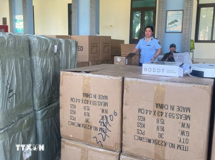 Số lượng lớn hàng hóa vi phạm bị bắt giữ. (Ảnh: Quốc Lũy/TTXVN)