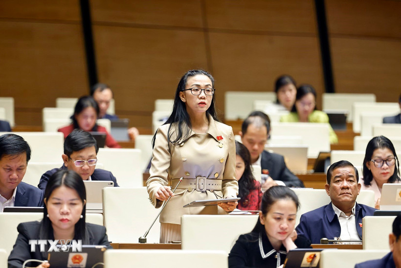 Đại biểu Quốc hội tỉnh Lâm Đồng Trịnh Thị Tú Anh phát biểu. (Ảnh: Doãn Tấn/TTXVN)
