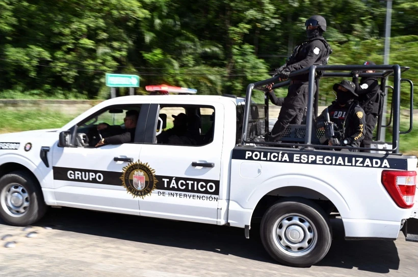 Cảnh sát Mexico tuần tra tại Palenque, bang Chiapas (Mexico), tháng 10/2023. (Ảnh: AFP/TTXVN)