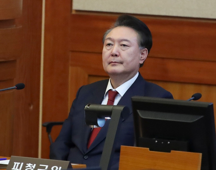 Ông Yoon Suk Yeol tại Tòa án Hiến pháp ở Seoul (Hàn Quốc) ngày 20/2/2025. (Ảnh: THX/TTXVN)