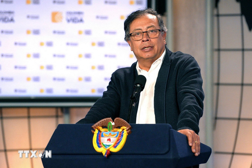 Tổng thống Colombia Gustavo Petro phát biểu tại Bogota ngày 12/3/2024. (Ảnh: AFP/TTXVN)
