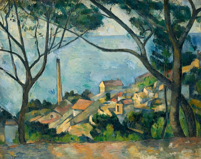 Bức họa "L’Estaque Derrière Les Arbres" (tạm dịch: Phía sau những hàng cây) (1878-1879) của Cézanne. (Nguồn: The Guardian)