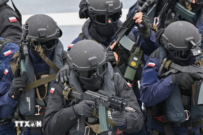 Tập trận hải quân trong khuôn khổ chiến dịch “Gulf” ở Gdynia (Ba Lan), ngày 3/2/2025. (Ảnh: PAP/TTXVN)