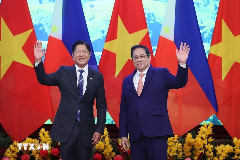 Thủ tướng Phạm Minh Chính hội kiến Tổng thống Philippines Ferdinand Marcos Jr. thăm cấp Nhà nước tới Việt Nam, tại Hà Nội sáng 30/1/2024. (Ảnh: Dương Giang/TTXVN)