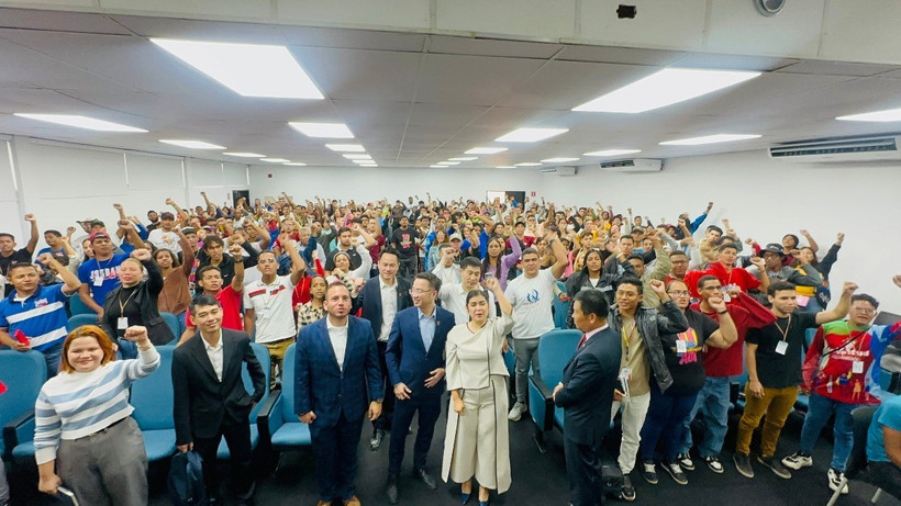 Quang cảnh sự kiện giao lưu thế hệ trẻ Việt Nam-Venezuela. (Ảnh: Đại sứ quán Việt Nam tại Venezuela/TTXVN phát)