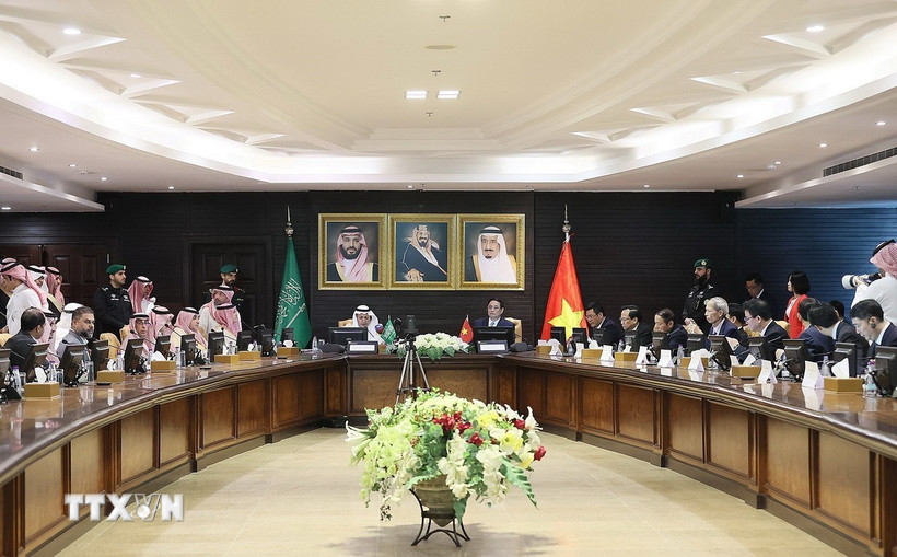 Thủ tướng Phạm Minh Chính dự và phát biểu tại Diễn đàn kinh doanh Việt Nam-Saudi Arabia, tháng 10/2023. (Ảnh: Dương Giang/TTXVN)