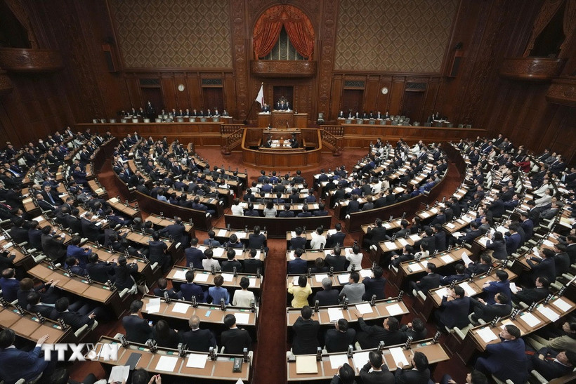 Toàn cảnh một phiên họp Quốc hội Nhật Bản tại Thủ đô Tokyo. (Ảnh: Kyodo/TTXVN)