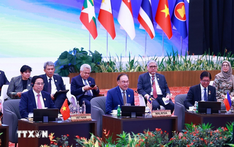 Thủ tướng Phạm Minh Chính dự phiên Đối thoại của lãnh đạo ASEAN với đại diện Hội đồng liên Nghị viện ASEAN (AIPA). (Ảnh: Dương Giang/TTXVN)