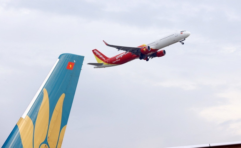 Máy bay của các hãng hàng không Việt Nam. (Ảnh: Huy Hùng/TTXVN)