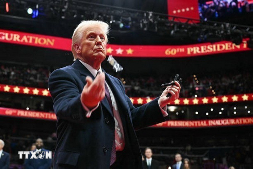 Tân Tổng thống Mỹ Donald Trump tại lễ nhậm chức ở Washington, D.C. ngày 20/1/2025. (Ảnh: Getty Images/TTXVN)