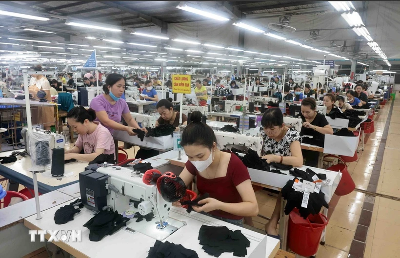 Hoạt động tại Công ty may TNG Thái Nguyên. (Ảnh: Trần Việt/TTXVN)