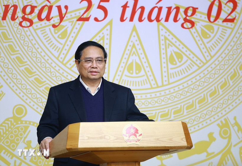 Thủ tướng Phạm Minh Chính chủ trì Phiên họp thứ nhất của Ban Chỉ đạo phòng, chống lãng phí. (Ảnh: Dương Giang/TTXVN)