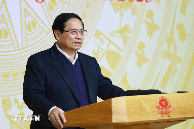 Thủ tướng Phạm Minh Chính chủ trì Phiên họp thứ nhất của Ban Chỉ đạo phòng, chống lãng phí, sáng 25/2/2025. (Ảnh: Dương Giang/TTXVN)