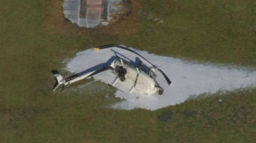 Chiếc trực thăng đã bị rơi ngay sau khi cất cánh tại sân bay Moorabbin. (Nguồn: ABC)