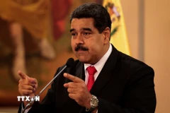Tổng thống Venezuela Nicolas Maduro trong bài phát biểu được truyền hình trên toàn quốc tại Caracas. (Ảnh: THX/TTXVN)