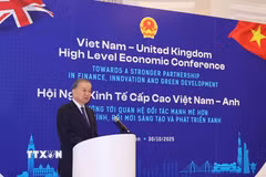 Tổng Bí thư Tô Lâm phát biểu tại Hội nghị Kinh tế Cấp cao Việt Nam - Anh. (Ảnh: Thống Nhất/TTXVN)