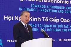 Tổng Bí thư Tô Lâm phát biểu tại Hội nghị Kinh tế Cấp cao Việt Nam - Anh. (Ảnh: Thống Nhất/TTXVN)