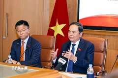 Chủ tịch Quốc hội Trần Thanh Mẫn phát biểu tại Tọa đàm chính sách thúc đẩy hợp tác kinh tế, thương mại và đầu tư Việt Nam - Maroc. (Ảnh: Doãn Tấn/TTXVN)