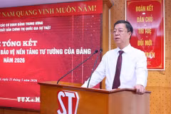 PGS.TS. Vũ Trọng Lâm, Bí thư Đảng ủy, Giám đốc - Tổng Biên tập Nhà xuất bản Chính trị Quốc gia Sự thật phát biểu. (Ảnh: Văn Điệp/TTXVN)