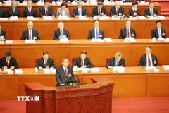 Thủ tướng Quốc Vụ viện Trung Quốc Lý Cường trình bày báo cáo công tác chính phủ tại lễ khai mạc Kỳ họp thứ tư Đại hội Đại biểu Nhân dân Toàn quốc Trung Quốc khóa XIV tại Bắc Kinh ngày 5/3/2026. (Ảnh: Công Tuyên/TTXVN)