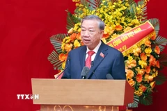 Tổng Bí thư Tô Lâm phát biểu tại Đại hội đại biểu Đảng bộ Công an Trung ương lần thứ VIII, nhiệm kỳ 2025 - 2030. (Ảnh: Thống Nhất/TTXVN)