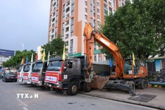 Dự án đầu tư xây dựng hầm chui tại nút giao Cổ Linh, phường Long Biên chính thức khởi công chào mừng kỷ niệm 71 năm Ngày Giải phóng Thủ đô (10/10/1954 - 10/10/2025). (Ảnh: Quốc Khánh/TTXVN)