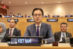 Đại sứ Đỗ Hùng Việt, Trưởng Phái đoàn thường trực Việt Nam tại LHQ, tham dự Hội nghị. (Ảnh: Thanh Tuấn/TTXVN)