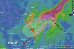 Hướng di chuyển của bão số 12 (lúc 17h ngày 20/10). (Ảnh: TTXVN phát)