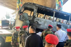 Hiện trường một vụ nổ bom xe tại trung tâm Damascus năm 2021. (Ảnh: Reuters)