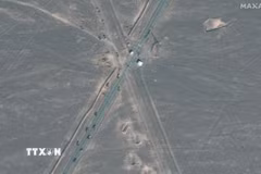 Hình ảnh do vệ tinh Maxar cung cấp về cơ sở hạt nhân Fordow ở Iran, ngày 20/6/2025. (Ảnh: Peninsula/TTXVN)