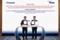 Lãnh đạo THACO và Hyundai Rotem ký kết Hợp đồng chi tiết về Chuyển giao công nghệ và Nội địa hóa đầu máy toa xe.