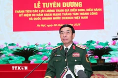 Đại tướng Phan Văn Giang phát biểu tại buổi lễ. (Ảnh: Trọng Đức/TTXVN)