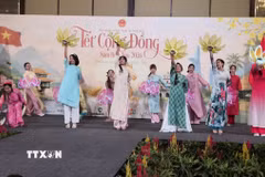 Biểu diễn văn nghệ tại Tết Cộng đồng 2026. (Ảnh: Việt Dũng/TTXVN)